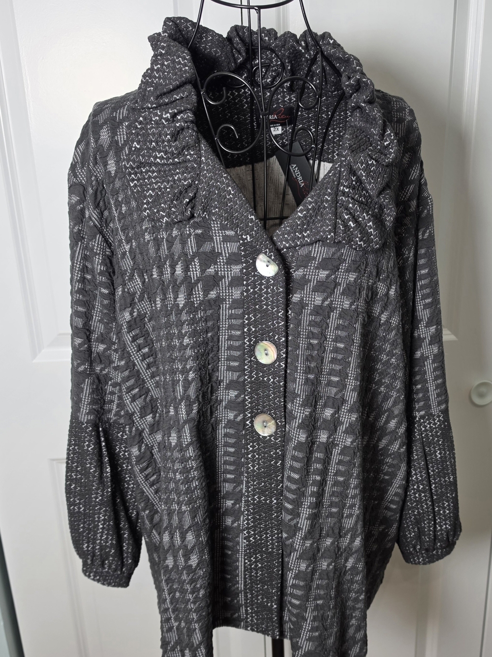Andria Lieu Collection 2X NWT Art to Wear Textured Jacket Made in USA Ruffle